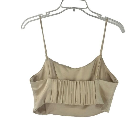 ZARA Satin Crop Top Ivory Ruched Spaghetti Strap Size M Elastic Back Panel Chic - Picture 6 of 6